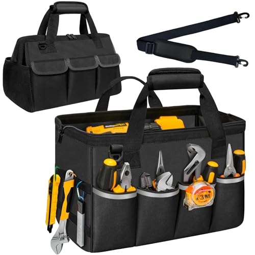 Portable Tool Bag Heavy Duty Tool Box Organizer with Shoulder Strap,M-Black - size: M