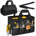 Portable Tool Bag Heavy Duty Tool Box Organizer with Shoulder Strap,M-Black - size: M