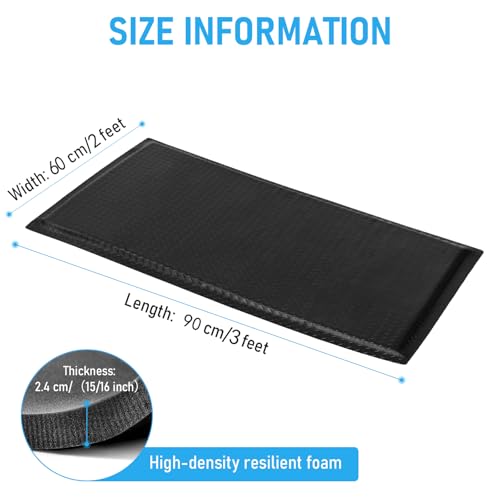 2 x 3 FT Anti Fatigue Mats Industrial 1 Inch Thick Soft Sponge Ergonomic Mat Durable Heavy Duty Diamond Plate for Standing Non Slip Industrial Grade Floor Mat for Leg & Back Pain (Black) - size: 35.4"L x 23.6"W x 1"Th