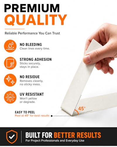 SWRT Masking Tape 0.75 Inch x 55 Yards x 10 Rolls, Bulk White Painting Tape (Pack of 2) - size: 0.75" x 55Yds x 10Rolls (Pack of 2)