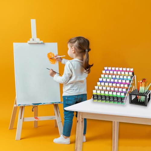 2 Pack 7-Layer Clear Acrylic Paint Holder Storage & Brush Holder Organizer