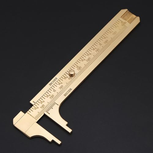 Sliding Gauge Vernier Caliper Ruler, Scale Vernier Caliper Solid Brass Sliding Gauge, mm/inch Handy Sliding Gauge Ruler Measuring Tool, Vernier Gauge Millimeters Tool for(Double