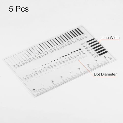 HARFINGTON 5pcs High Precision SEC Size Estimation Chart 8cm 0.5mm Transparency Flaw Detection Film Ruler for Diameter and Line Width Defects Measuring