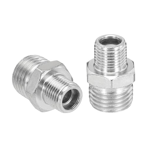 PATIKIL 1/8 to 1/4 Air Brush Hose Adapter, 1PCS 1/8" BSP Male to 1/4" BSP Male Fitting Conversion Adapter Nipple Metal Connector for Air Compressors - size: 1/8" BSP Male to 1/4" BSP Male