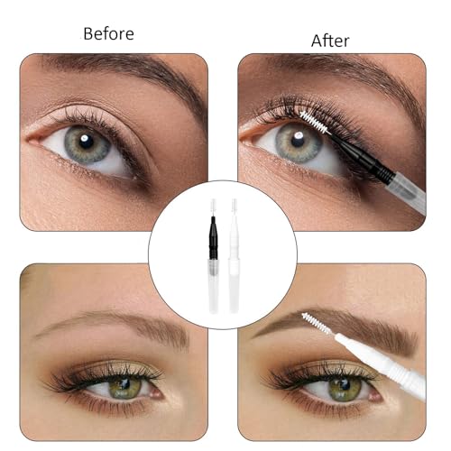 30Pcs Micro Eyebrow Brush Eyelash Extension Applicators Lash Eyebrow Brush Mascara Brush Wand Eyelash Extensions Brush with Cover for Eyebrows and Eyelashes Extensions, White