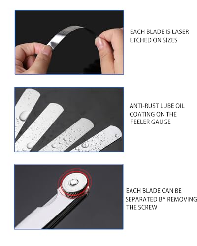 Feeler Gauges - 32 Blades Feeler Gauge Set &16 Pieces Offset Feeler Gauge Stainless Steel Dual Marked Metric and Standard SAE - Valve Thickness Gauge (Tapered&Offset Feeler Gauge) - style: TAPERED&OFFSET FEELER GAUGE