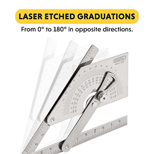 General Tools Protractor Angle Finder Stainless Steel Woodworking 0-180°