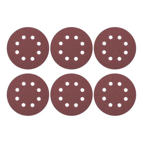 HARFINGTON 25 Pcs 5 Inch Sanding Discs 80 Grit Red Aluminum Oxide 8 Hole - size: 5 Inch(80 Grit)