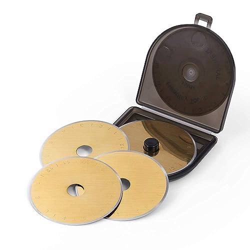 HEADLEY TOOLS Titanium Coated 45mm Rotary Cutter Blades 15 Pack Fits Olfa, Fiskars, Replacement Rotary Blade for Arts Crafts Quilting Scrapbooking Sewing, Sharp and Durable - size: 45mm 15pcs (Titanium Plating)
