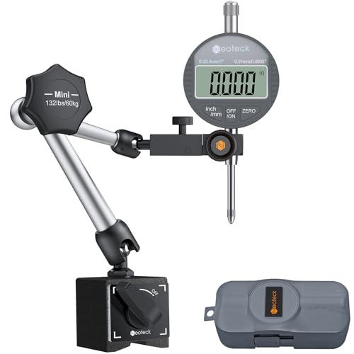 Neoteck 0-1"/0.0005" Digital Dial Indicator and 132lbs Magnetic Base Set - color: Silver, size: 132 lbs