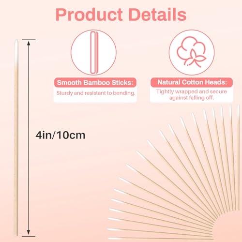 200PCS Pointed Cotton Swabs - 4in Disposable Precision Tip Cotton Buds Thin Micro Swab Cotton Sticks Applicators for Eyelash Extensions, Makeup, Tattoo Permanent, Cleaning,Microblading Supplies - size: 200 Count