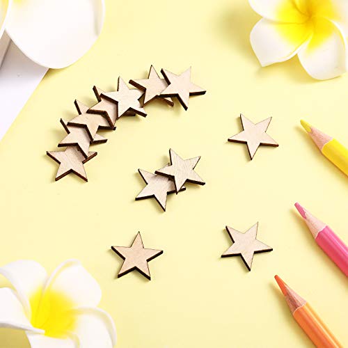Gejoy 500 Pcs Unfinished Wooden Stars Pieces Wooden Cutouts, 3/4 Inch - size: 3/4inch