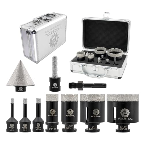 FOCSTOL Diamond Drill Bits Set 10PCS, 1/4"-2-1/2" Tile Hole Saw Kit - size: KIT1