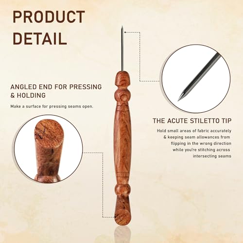 SAVINA Wooden Stiletto & Pressing Tool, Fabric Guide for Sewing & Quilting - color: 1 Pieces