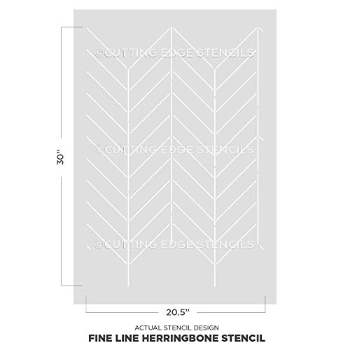 Fine Line Herringbone Wall Stencil - Geometric DIY Wall Design - Modern Pattern for Easy Home Makeover - Affordable Alternative to Wallpaper