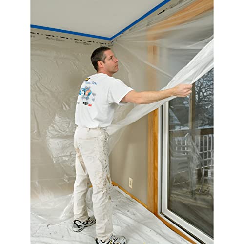 3M Hand-Masker Contractor's Plastic Film, 108" in x 90' Feet, Unfolds to Full Width, Contains Job Site Dust & Overspray, For Painting, Drywall Texturing, Wall Finishing & Floor Standing, 1 Roll (CP9)