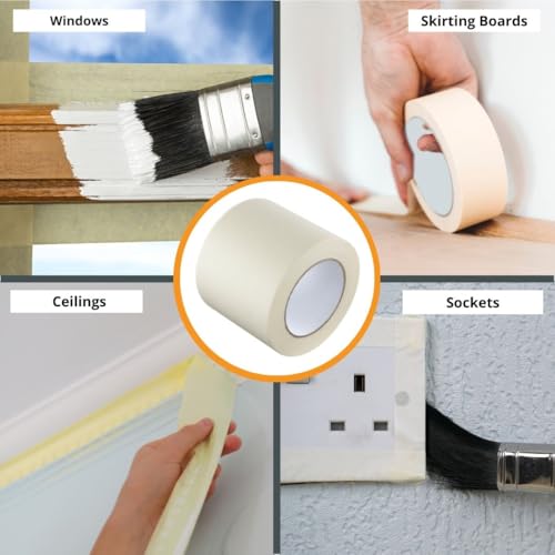 GTSE Wide Masking Tape, 4 inches x 55 Yards (164 ft), Multi-Surface Adhesive Painting Tape, 2 Rolls - size: 4" x 55 yds