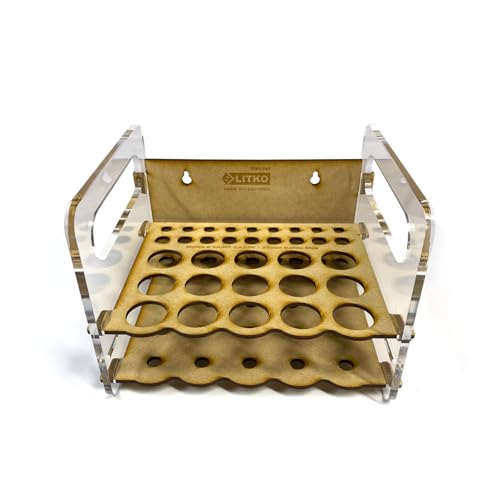 LITKO Mobile Paint Caddy | 15 Bottles + 18 Brushes | 26mm Vallejo Dropper - size: 15 Holes