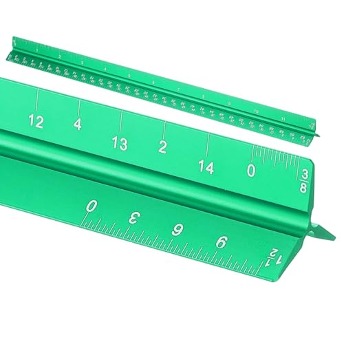 HARFINGTON Architectural Scale Ruler, 12" Standard Aluminum Alloy Green - color: Green, size: 12 Inch