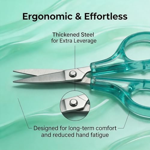 PAFASON Small Travel Sewing Embroidery Scissors Set Curve Straight Tip - color: Green+purple