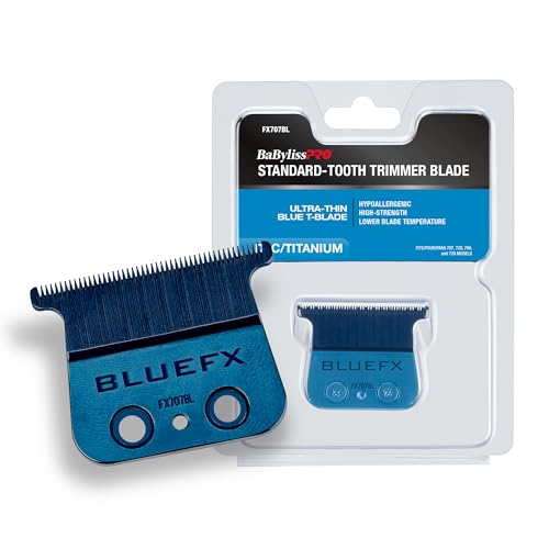 BaBylissPRO Replacement Blades, Standard and Fine-Tooth T-Blades for Outlining Hair Trimmers (FX787, FX799) and LoPROFX Trimmers (FX726, FX729) - style: Blue Titanium Standard-Tooth