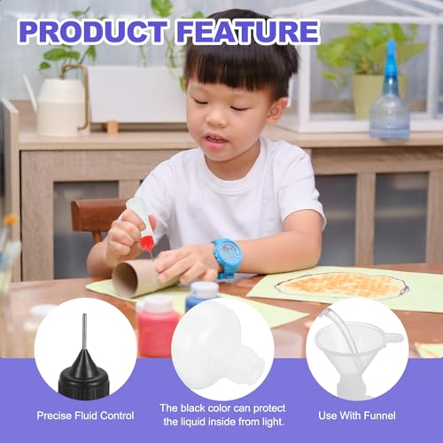 MECCANIXITY 5Pcs Needle Tip Squeeze Bottle, 30ml/1oz Glue Tip Applicator Bottles Plastic Liquid Glue Bottle for Paper Crafts, Painting, Oil, Ink(Black, with 5 Funnel) - color: Black, size: 30ml/1 oz