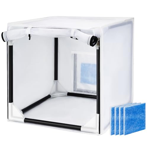 Airbrush Paint Spray Booth,with Filter & Curtain 30 inch Portable Spray Paint Booth Tool, Tool for DIY Projects, White (30inch)