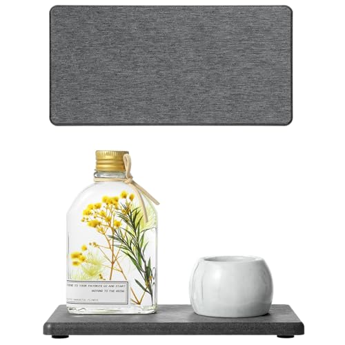 2PCS 7" x 3.5" Water Absorbing Bathroom Sink Vanity Trays, Diatomite Stone Quick Drying Mat for Kitchen Counter, Dish Rack Dispensers Sponge Holder Caddy Organizer, Dark Gray, 7"x3.5" - color: 2 Pack - Dark Gray, size: 7" x 3.5"