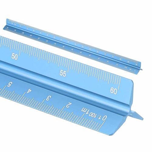 HARFINGTON Architectural Scale Ruler 12" Metric Aluminum Alloy Large Blue - color: Blue, size: 12 Inch