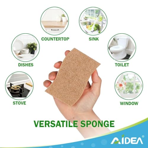 AIDEA Sponges Non Scratch, 24Count, Natural Sponge for Non Stick Cookware - color: Brown-standard