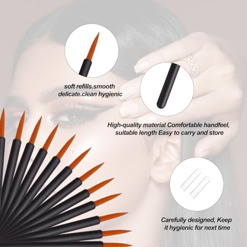 100 Pack Disposable Eyeliner Brush, Ultra-fine Point Eye Liner Applicator Cosmetic Eye Wands Makeup Brushes Tools (Color: Black)