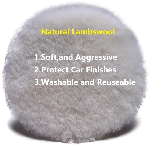 Gracefur 5 Pcs 5 Inch Lambs Wool Polishing Buffing Pads with Hook and Loop Back – 5" Soft Sheepskin Buffer Pads for Cars, Boats & RVs - size: 5"
