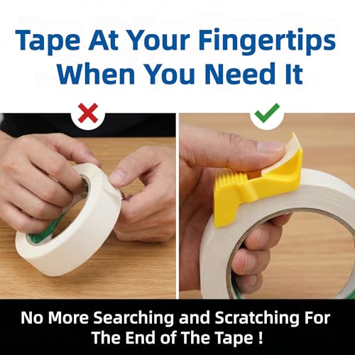 3Pcs Compact Tape Dispenser Set - Handheld Portable Tape Cap Dispenser with Precision Cutting Guide for Masking and Painter's Tape, Ideal for DIY Crafts, Gift Wrapping & Labeling