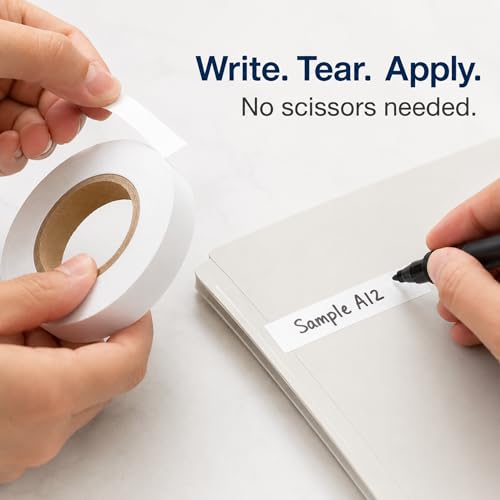 ChromaLabel Removable Labeling Tape, 1/2 Inch White, 500 Inch Roll - color: White