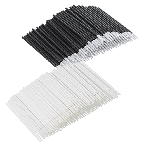 400 Pack Micro Swabs, Disposable Micro Brushes with Long Microfiber Tips for Eyelash Extensions, Makeup, Personal Care and Precision Cleaning - color: black+white