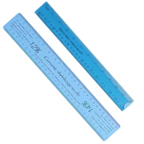 RAHHLIZS 2pcs Ceramic Shrinkage Scale Ruler Ceramic Tools for Pottery Plastic Measuring Ruler for Pottery Lovers Clay Sculpture Tools Carving Shaping Clay Sculpture Modeling
