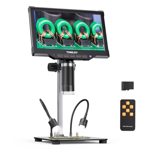 TOMLOV DM10 Digital Coin Microscope with Light, 10.1" Soldering Magnifier