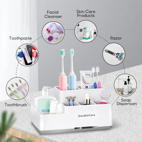 Toothbrush Holder with Anti-Slip, Bathroom Organizer Countertop Detachable