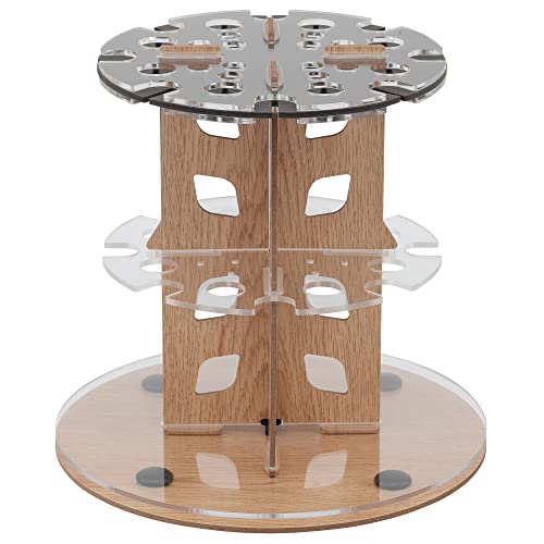 HG Art Concepts Mezzo Dual Artist Brush Holder and Drying Rack - Rotating Wood Grain Laminate Multi Layer Desk Stand - Professional Storage Display Organizer for Paintbrushes