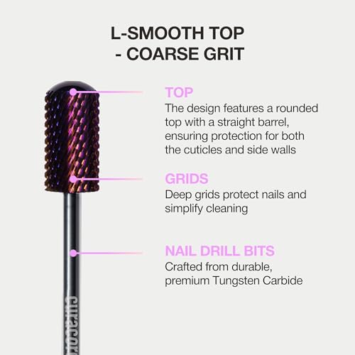 Curacoro Nail Drill Bits 3/32'' L-Shaped Smooth Top Carbide Bit (Coarse) - color: Galaxy - L-Smooth Top, size: Coarse