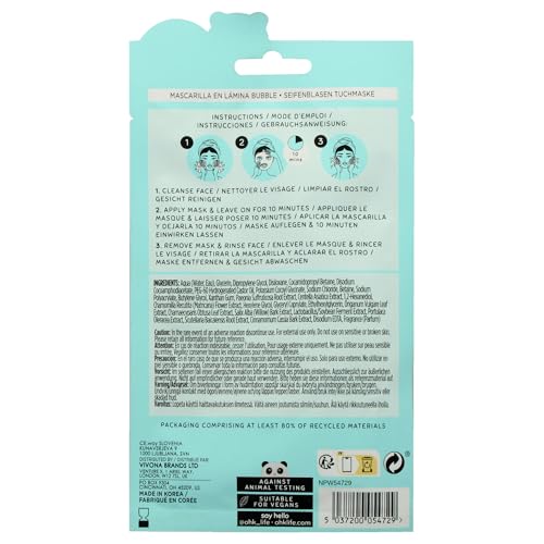 Oh K! Bubble Sheet Mask - Willow Bark - Korean Face Mask Sheet - Facial Skin Care Products - Clean Korean Skincare - Hydrating Face Sheets - 1 Pc - size: 1 Count (Pack of 1), style: Willow Bark
