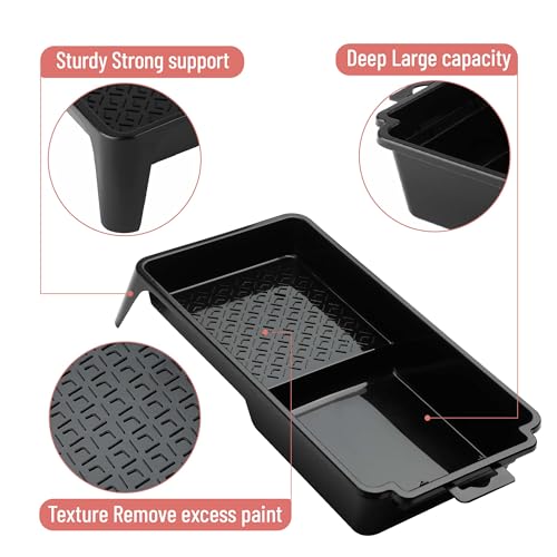 Bates- 4 Inch Paint Tray Set, 41 Pack, 1x 4 Inch Paint Roller Tray, 40x Disposable Plastic Liners, Black and White - size: 4 inch, 41 pcs