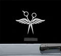 JS Artworks Hair Stylist Scissors Wing Vinyl Decal Sticker (Silver)