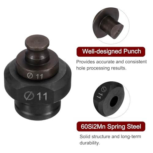 HARFINGTON Hydraulic Hole Punch Die 11mm Precise Round Hole Electric Punching Kit for MHP-20 JP-20, Burgundy & Black - size: 11mm