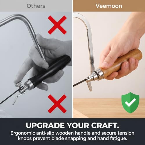 Veemoon Coping Saw, U-Shaped Coping Frame with 5 Size Replacement Blades Small Woodworking Fret Saw Carving Saw Japanese Hand Saw for DIY Crafts, Detailed Wood Plastic and Metal Cutting