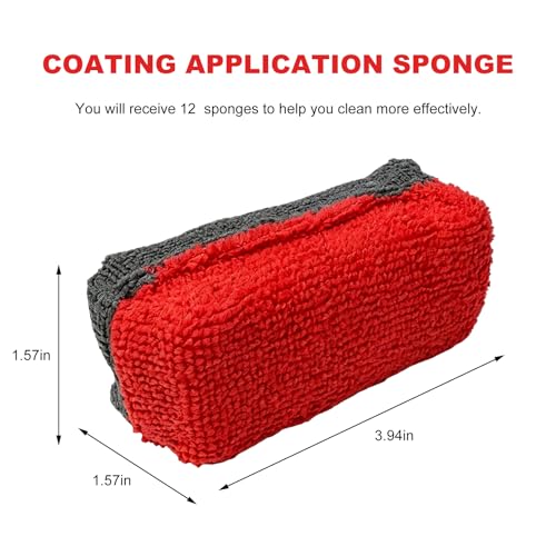 12 PCS Ceramic Coating Applicator Sponge, Microfiber Car Detailing Applicators Sponge Pads, Universal Automotive Sponges Applicator for Wax Sealant Paint Application (Red & Dark Gray) - color: Red & Dark Gray