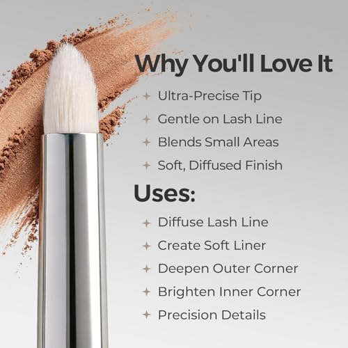 Albeaut Small Eyeshadow Brush, Soft Firm Pencil Brush with Precise Point, Eyeliner Smudge Tool, Delicate Areas Eye Shadow Applicator for Inner Eye & Different Eye Shape (197 Micro Pencil) - style: 197 Micro Pencil