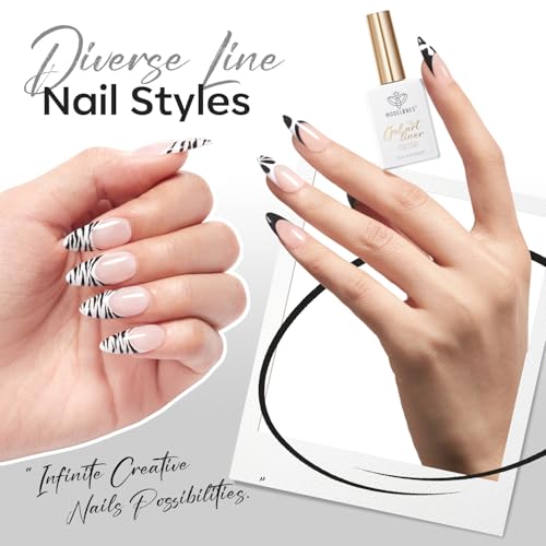 modelones Black French Tip Liner Gel Polish 15ml Built-in Fine Brush - color: A-All Black-1