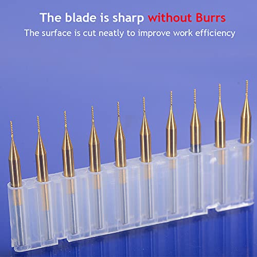 10PCS 1/8'' Shank 0.5mm End Mill CNC Bit Set, Carbide Engraving Bits Carving Bits CNC End Mill Router Bits 1/8 for PCB Wood, Titanium Coat PCB Milling Cutter Bits Drill Bit - size: 0.5mm