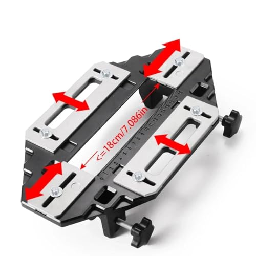 Door Hinge Jig, Woodworking Hole Opener Slotting Locator & Hinge Hole Locator, Aluminum Alloy Template for Cabinet Door Hinge and Lock Installation, Max Slot 18cm